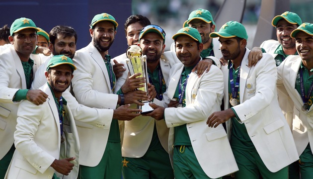 Pakistan celebrate winning the ICC Champions Trophy